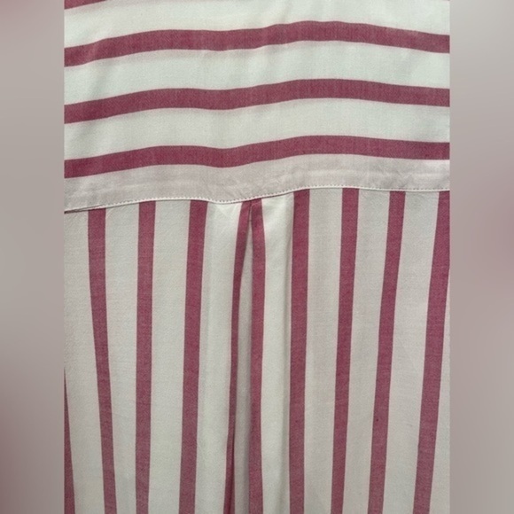 Anthropologie Maeve Fairhope Striped Button Down Flutter Blouse in Pink - Picture 7 of 14